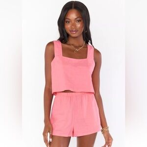 Show Me Your MuMu Tara Crop Top in Pink Linen